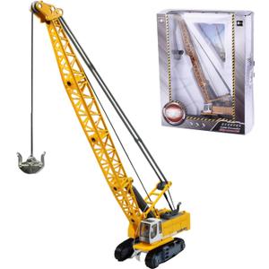 1:87 HO Scale Tower Cable Crane, Caterpillar Alloy Truck Train Railway Model Scene Decoration Imaginative Role Play, Truck Toy Birthday Gift for Kids (Yellow)