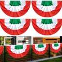 4 Pack 3 x 6 ft Italy Pleated Fan Flag Italian Pleated Bunting for Indoor Outdoor Porch Decorations Italy Half Fan Flag Patriotic Holiday Decorations Celebrations