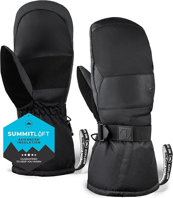 Tough Outdoors Adult Ski Mittens - Waterproof Mittens for Men & Women - Cold Weather Gear - Palm Grip Skiing Accessories, Medium -Large