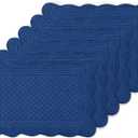 6 PC Quilted Placemats, 18"X13"Extra Large Cotton Placemats Set of 6, 100% Cotton Fabric Washable Cloth Table Mats for Kitchen & Dining Table - Soft &Easy Clean(Sapphire Blue, Rectangular)