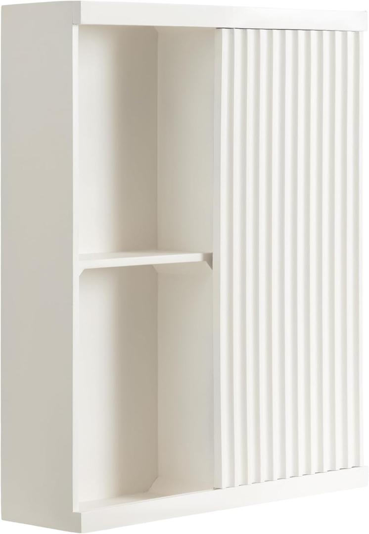 Furrow 22 in. W x 7 in. D White Wood Decorative Wall Shelf