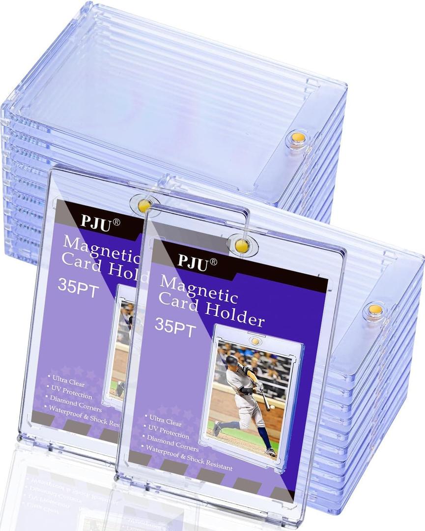 60ct Magnetic Card Holder, 35pt Single Card Holder Touch for Trading Cards, Protectors Hard Plastic, U-V Protection Magnetic Display Case for Baseball, Game, Sports Cards