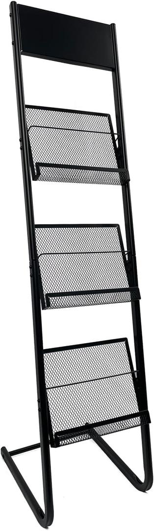 AhfuLife Magazine Rack Floor-Standing, 3-Layer Display Stand for Expanding File Folder, File Organizer for Office, Home, School, Travel