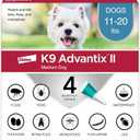 K9 Advantix II Medium Dog Vet-Recommended Flea, Tick & Mosquito Treatment & Prevention | Dogs 11-20 lbs. | 4-Mo Supply