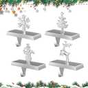 Stocking Holders for Mantle and Garland Hanger, 4-Pack Metal Christmas Stocking Hooks, Ideal for Christmas Celebrations, Festive Home Decorations, and Party Supplies (Silver)