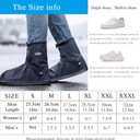 Rain Shoe Covers Waterproof Rain Boot Shoe Cover Rubber Sole Reusable Anti-Slip Rain Snow Boots Overshoes Gear Shoes Covers Durable Mud-Proof Shoe Protector for Cycling Outdoor Travel (Black, XXL) (Black, L)
