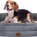 Orthopedic Waterproof Large Dog Bed: Memory Foam Washable Dog Bed with Bolsters - Removable Orthopedic Cover for Medium L XL Large Sized Pet - Non-Slip (Dusky Grey)