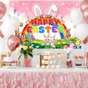 Happy Easter Backdrops Photography Banner Decorations, 5 x 7ft Rabbit Activity Background Supplies Egg Theme Photography Banner Decorations for Party Decorations