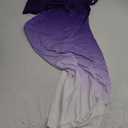 Nimsruc Women Sexy Summer Dresses Short Sleeve Thigh-high Slit Ruched Bodycon Maxi Club Cocktail Party Dress M, Purple Gradient