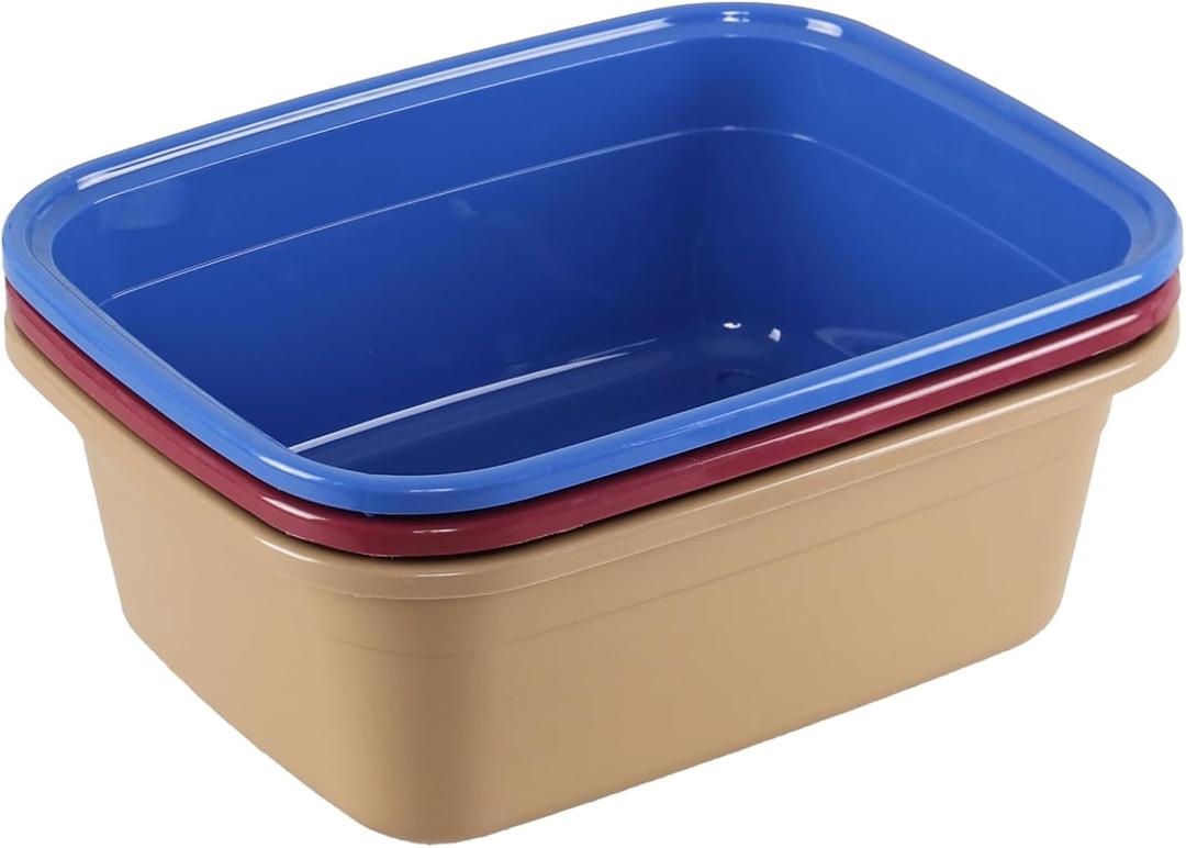 Wekioger Wash Basin 12 Quart, 3 Packs of Small Plastic Dish Pan