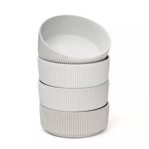 OTAGO 6" Bowls Set of 6, Ribbed Stoneware Bowls with Unique Handcrafted Reactive Glaze, Matte Ceramic Tableware for Kitchen, Dinner & Dining, Microwave & Dishwasher SafeWhite