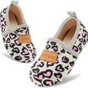 Anluke Toddler Slippers Boys Girls Winter House Shoes (Leopard, Size 22-23)