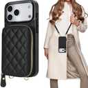 Bocasal Crossbody Wallet Case for iPhone 17 Pro Max, RFID Blocking PU Leather Zipper Handbag Purse Flip Cover, Kickstand Folio Case with Card Slots Holder Wrist Strap Lanyard 5G 6.9 Inch (Black)