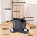 ZOMISIA Gravity Cat Food and Water Dispenser Set with 304 Stainless Steel Bowls, 2 in 1 Automatic Cat Feeder with 180 Degree Rotatable Water Bowl, Large Capacity for Puppy Kitten Rabbits, Grey