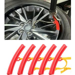 Pack of 5 Rim Protector, Wheel Rim Protector, Car Accessories Wheel Protectors Rim, Car Tire Changing Rim Protector, Tire Replacement Rim Edge Protector Tool, Wheel Changing Rim Savers for Car (Red)