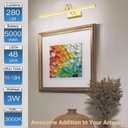 Picture Light Wireless, Rechargeable Gallery Light Battery Operated, 280LM Dimmable Art Lighting with Remote, 16" Metal Picture Lights for Wall, Paintings, Portrait, Photo (Brass)
