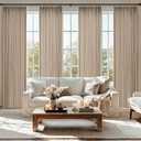 MIULEE Pinch Pleated Thick Linen Curtains 96 Inch 4 Panels Set Back Tab Memory Trained Pinch Pleat Semi Sheer Light Filtering Privacy Curtain Let Light in Window Drapes for Living Room Bedroom Taupe, Beige