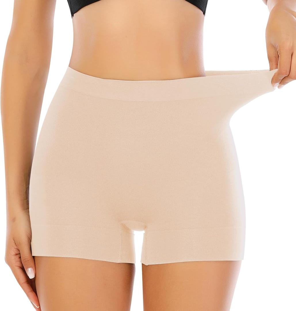 Werena Seamless Shaping Boyshorts Panties for Women Slip Shorts Under Dress Shapewear Shorts Tummy Control Underwear (Small, #2 Beige(low Rise))