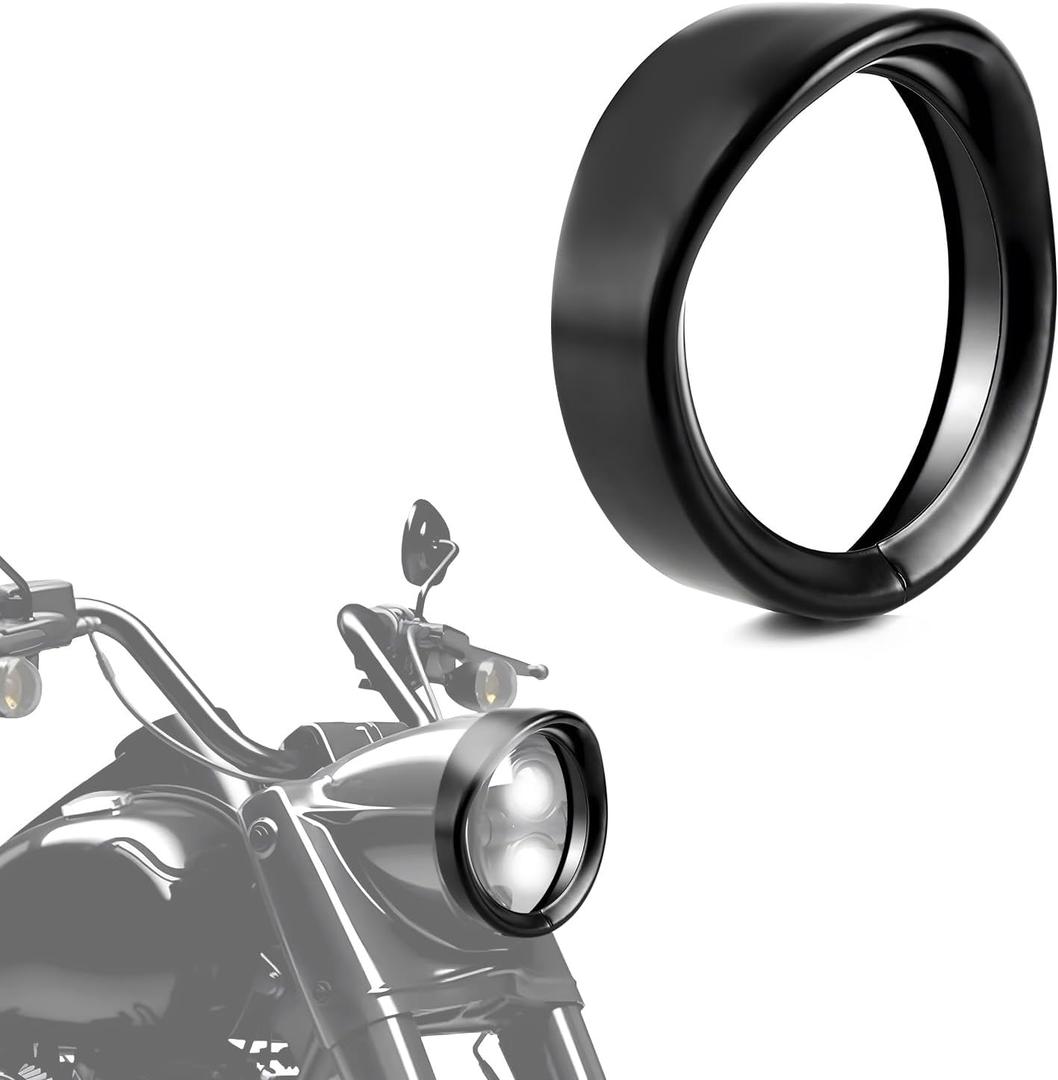 7 inch Headlight Visor Trim Ring for Harley, Motorcycle Headlamp Bezel Trim Ring Visor Cover Decorate Trim for Harley Trike Road King Touring Electra Glide Heritage Softail Accessories, Black