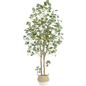 Warmplants Artificial Eucalyptus Tree, 6ft Tall Faux Eucalyptus Plant with Basket for Home Office, 72'' Fake Tree for Indoor Outdoor Livingroom Garden Floor Dcor