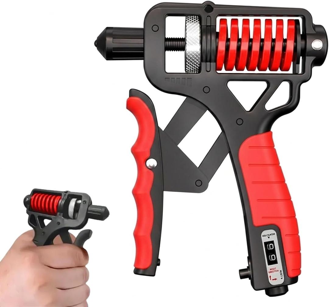 11-364 lbs Hand Grip Strengthener Workout ForearmGrip Gripper, Adjustable Heavy-Duty Grip Strength Trainer with Counter for Wrist & Finger Exercise, Help for Hand Treatment, Strength Recovery (Red)