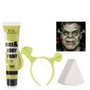 Halloween Makeup Kit for Shrek, Water-Based Non-Toxic Face Paint Set with Headband, Ogre Green Face Paint for Halloween Cosplay SFX Makeup, Costume Parties, Theatre,Stage Shows
