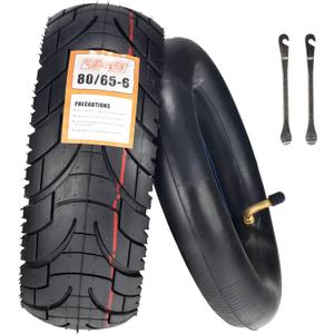 80/65-6 Scooter Tire Off-Road, 10 Inch Replacement Thickened Pneumatic Tyres 80/65-6 for Electric Scooter E-Bike Tires Inner Tubes for Motorcycle (City Road)