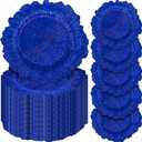 Pesonlook 50Pcs Royal Blue Charger Plates Round 13inch, Reef Plate Chargers for Dinner, Bulk Plastic Floral Table Charger Plates for Dinner Wedding Party Event Table Setting Decoration(Royal Blue)