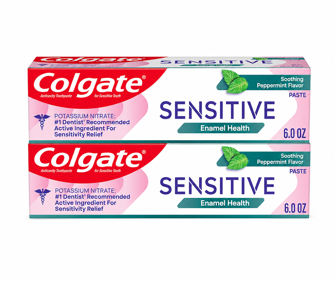 Colgate Sensitive Enamel Health Toothpaste for Sensitive Teeth, 3 Pack, Toothpaste with Fluoride and 5% Potassium Nitrate, Helps Prevent Bad Breath, Soothing Peppermint Flavor, 6 oz, 2 Pack