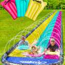 JAMBO XL 20Ft Premium Slip Splash and Slide with 3 Bodyboards, Heavy Duty Water Slide- Advanced 3-Way Water Sprinkler System, Backyard Waterslide Outdoor Water Toys n Slides for Kids Splash Pad (Summer Vibes)