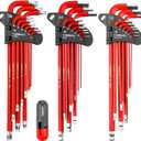 TOMMARS Hex Key Set Magnetic Ball End S2 Steel With T-Handle Hex Key Allen Wrench Set SAE(1/16"-3/8") Metric(1.5mm-10mm) TORX(T10-T50)