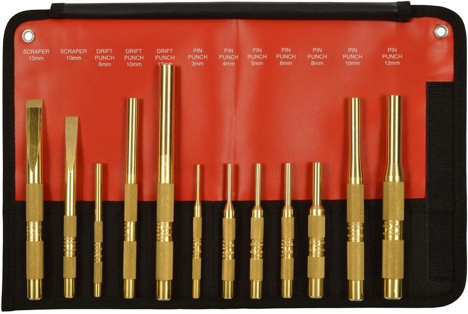Mayhew Tools 61397 Knurled Brass Punch and Scraper Set, Metric, 12-Piece (12 Piece)