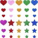 Tatuo 600 Pieces Glitter Foam Stickers Adhesive Hearts Foam Star Stickers Valentines Day for Arts Craft, Greeting Cards, Scrapbook Decoration (Glitter and Star)