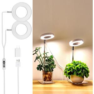 Brightown Plant Grow Light, LED Growing Light for Indoor Plants, 2 Head 96 LED Adjustable Height Growing Lamp with Timer, 3 Dimmable Brightness Levels, Low Safe Voltage, Perfect for Small Plants (1-Pack, White)