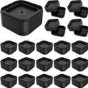 20 Pack Stackable Furniture Risers, 1.38" Bed Risers Desk Leg Risers, Black Stackable Square Bed Lifts Risers, Heavy Duty Square Furniture Raising Blocks for Couch/Table/Desk/Chair/Sofa/Cabinet