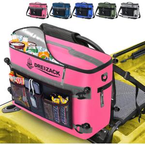 Dreizack Kayak Cooler Behind Seat, Waterproof Cooler for Kayaking,Paddle Board Cooler Compatible with Lawn-Chair Seat Kayak Accessories Cooler Bag Kayak Cooler Tow Behind for Camping Fishing, Pink