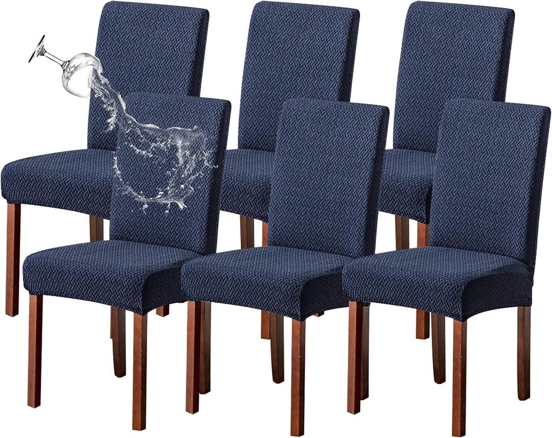 Genina Waterproof Chair Covers for Dining Room 6 Pack Kitchen Chair Covers Parson Dining Chair Slipcover, Navy Blue