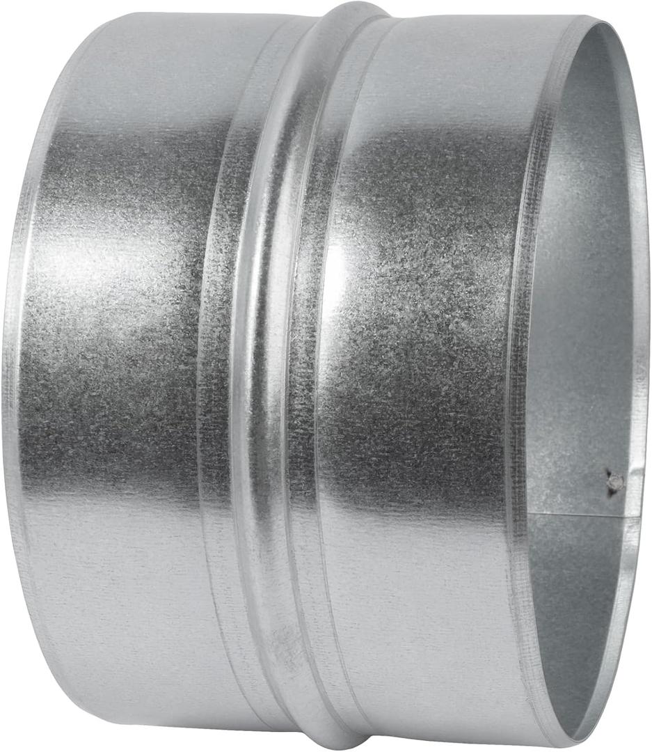 Vent Systems 6'' Inch Galvanized Steel Duct Connector - Round Ventilation Duct Extension - Metal Vent Coupler - Metal Hose Coupling - Galvanised Pipe Connector
