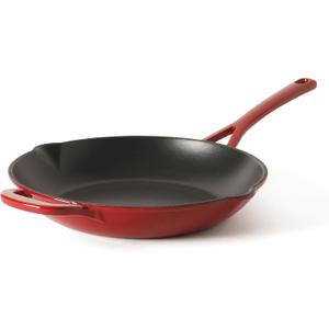 Martha Stewart Gatwick 12 Enameled Cast Iron Skillet, PFAS-Free, Classic Red Exterior with Matte Black Enamel Interior, Rust Resistant, Oven Safe