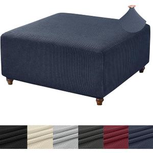 ANWUCHEN Stretch Knitted Jacquard Ottoman Cover - Soft Slipcover for Square Storage Ottoman - Thick Foot Stool Cover With Elastic Bottom, Medium Coffee, Color: Blue, 30"D x 25"W x 18"H