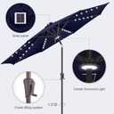 AckMizz 11FT Solar Umbrella Outdoor - Lighted Solar Patio Umbrella with 40 LED Lights Waterproof UV Protection, Table Umbrella with Tilt for Pool, Porch, Garden, Deck, Backyard - Navy Blue