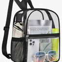 Clear Backpack Stadium Approved 12×12×6 Clear Mini Backpack Small Transparent Backpack for Concert, Beach, Work, Travel & Sporting（Black）
