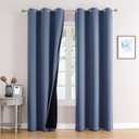 ChrisDowa 100% Blackout Curtains 84 inch Long for Bedroom with Black Liner, 2 Thick Layers Total Blackout Thermal Insulated Grommet Window Curtains 2 Panels Set (Stone Blue, 38 x 84 Inch)