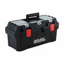 Black Canyon Tool Box - 19 Inch Plastic Dual-Layer Design, 44 lbs Load Capacity Portable Tool Box, Ergonomic Handle, Stackable & Top-Lid Storage, Perfect for DIY, Workshop & Job Site Organization
