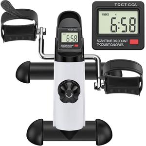GOREDI Under Desk Bike Pedal Exerciser, Portable Mini Exercise Bike with LCD Display for Home/Office, Desk Cycle for Leg/Arm with Handle, Leg Exerciser While Sitting for Seniors (White)