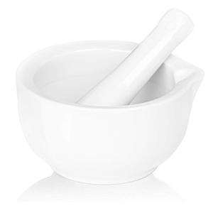 LEETOYI Porcelain Mortar and Pestle, Ceramic Herb Grinder Pill Crusher Set (4.6 inch)