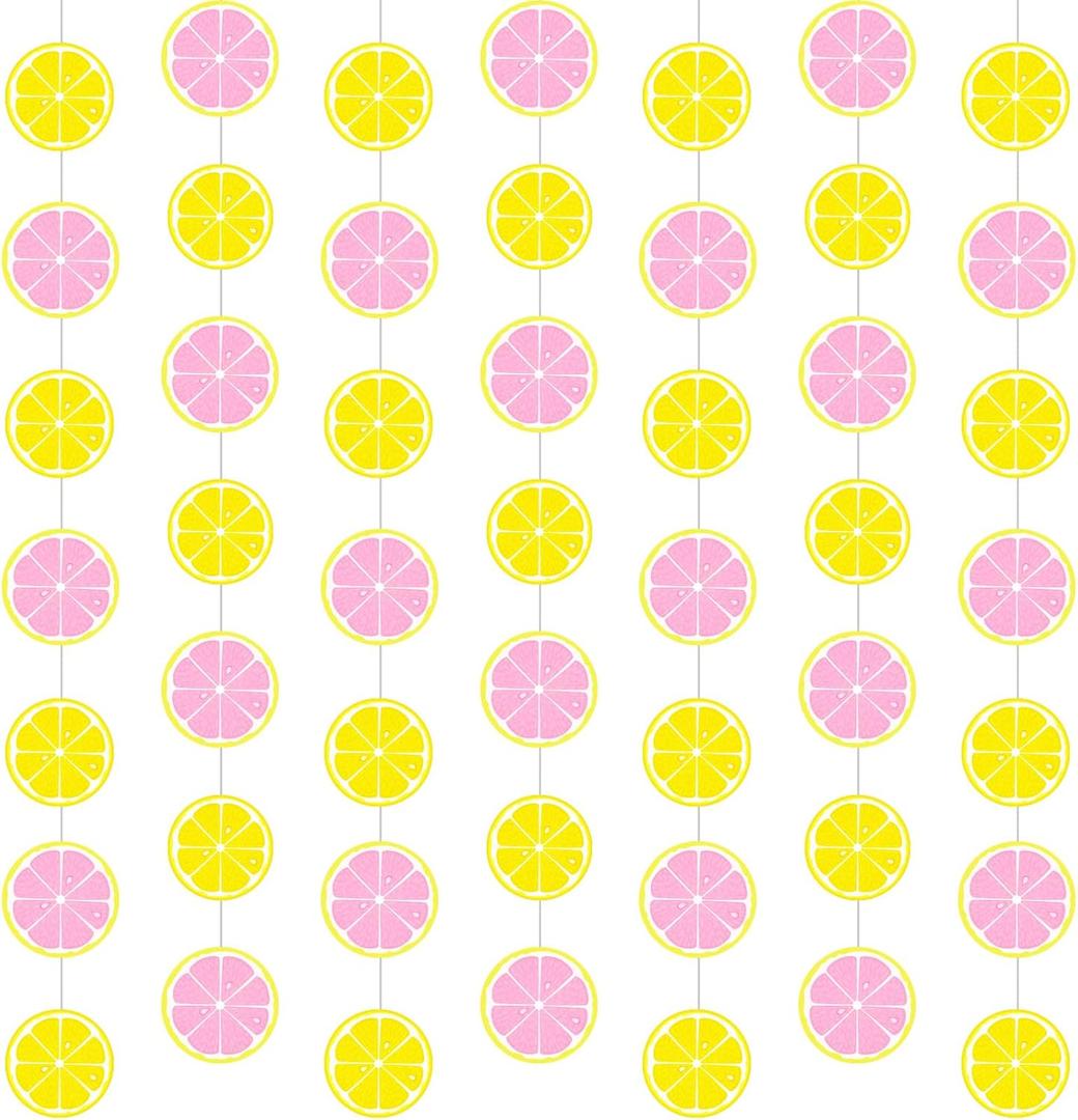 Duraaamo 8 Packs Lemon Party Banner Decorations Pink Lemon Paper Garland Summer Paper Hanging Cutouts Summer Fruit Theme Banners for Wedding Birthday Baby Shower Party Supplies Decoration(Mixed Lemon)