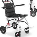 Compact Ultra-Lightweight Portable Transport Wheelchair Foldable Travel Wheelchairs with Handbrake for Adults and Seniors White