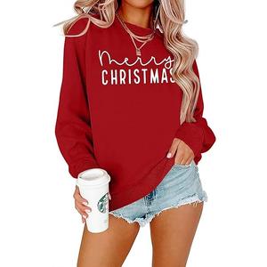 APRFLOWER Merry Christmas Sweatshirts Women Classic Merry Letter Print Sweatshirts Xmas Holiday Party Pullover Blousek, Size: M