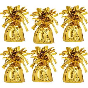 Gold Metallic Balloon Weights, 6-Pack Birthday Party Favors, Novelty and Gag Gifts, 5.5" Inches,